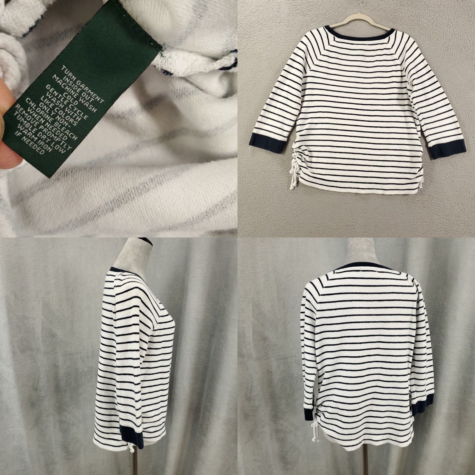 Ralph Lauren Ralph Lauren Top Womens Large Terry Cloth Cinch Sides Blue White Stripes Shirt Size L / US 10 / IT 46 - 8 Thumbnail