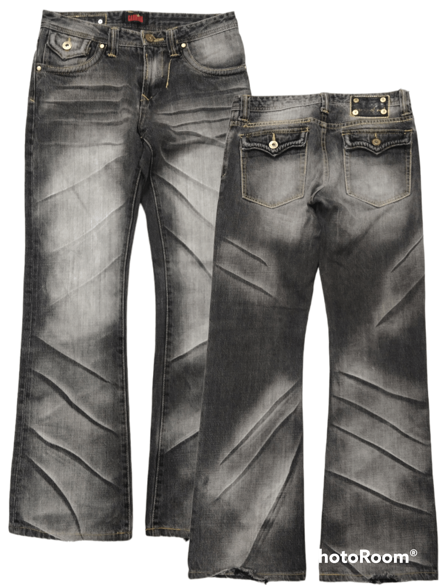 image of Distressed Denim x Hype Flare Sick Grey Garhina Denim Pants, Men's (Size 29)