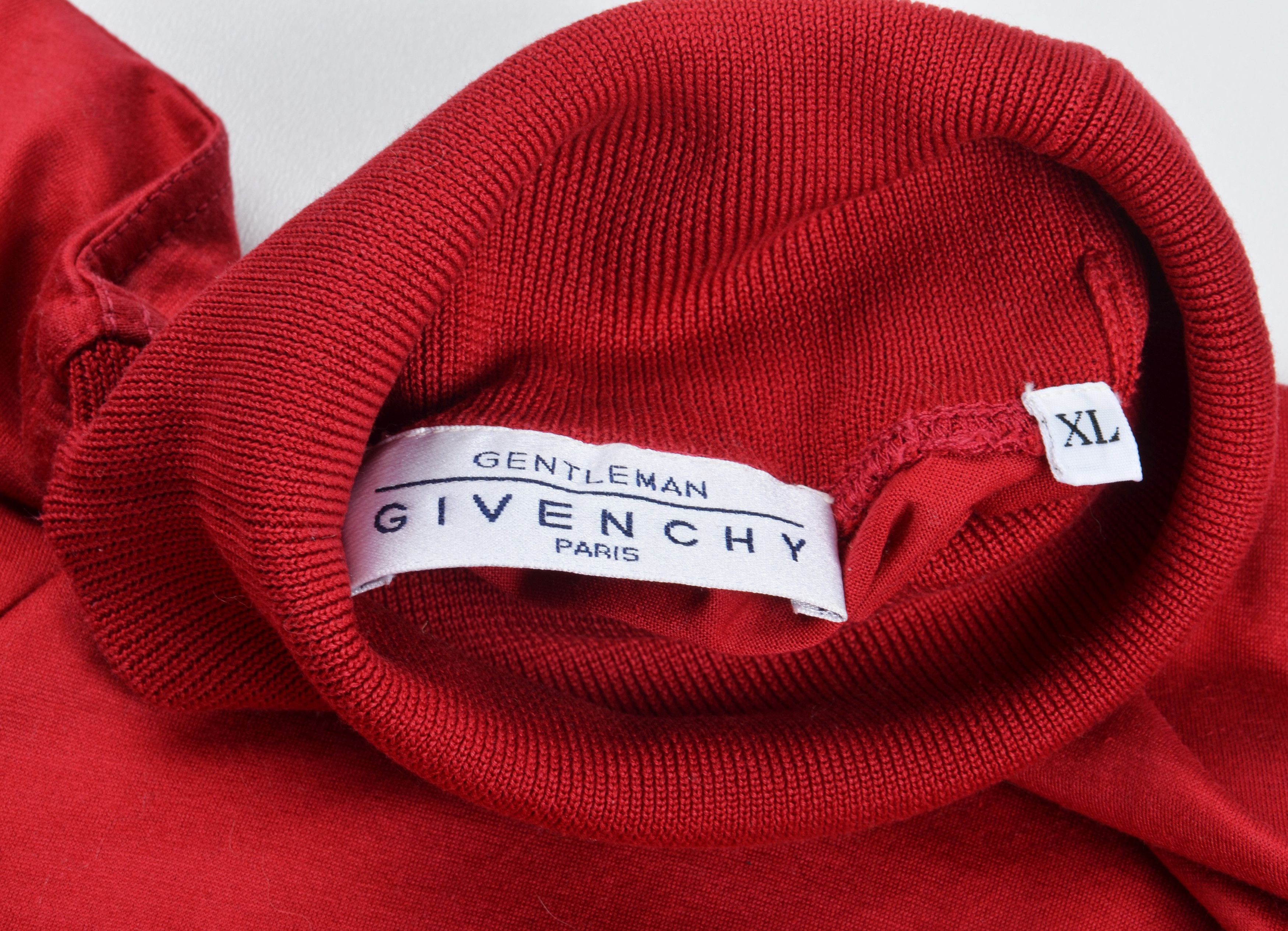 Givenchy Vntg Givenchy Gentleman 80's Red Small Logo Turtleneck Top Size US XL / EU 56 / 4 - 5 Thumbnail
