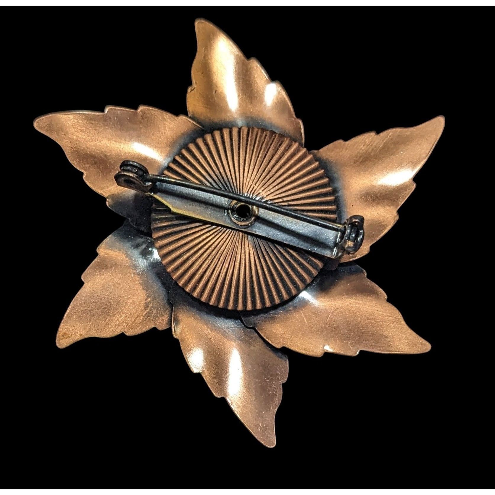 Other Vintage 50s Etched Copper Floral Star Brooch Size ONE SIZE - 2 Thumbnail