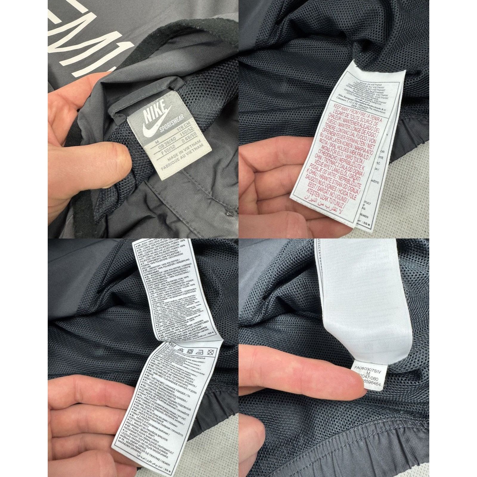 Nike × Vintage Nike Sportswear Mens Gray Black Full Zip Track Jacket Medium Size US M / EU 48-50 / 2 - 2 Thumbnail