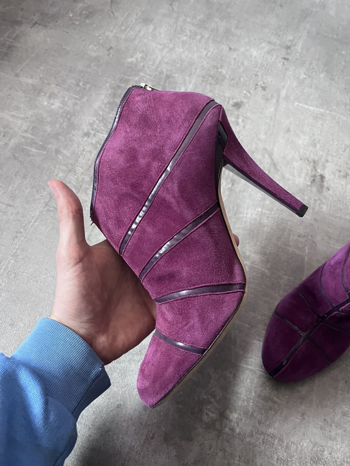 Dior Christian Dior ankle heels purple leather suede Size US 9.5 / IT 39.5 - 3 Thumbnail