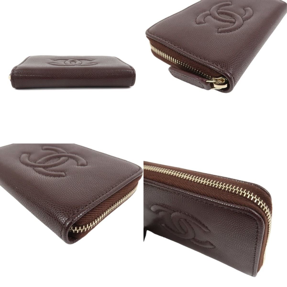 Chanel Chanel CC Logo Caviar Leather Zippy Wallet Brown Size ONE SIZE - 3 Thumbnail