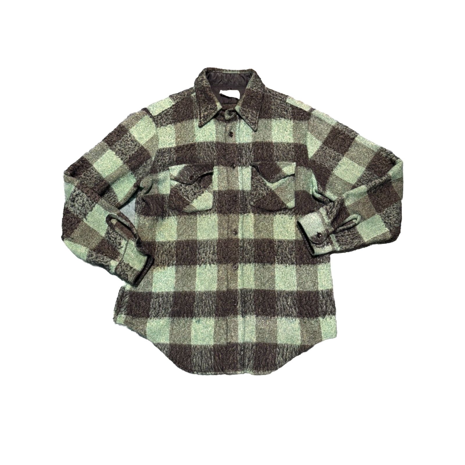 Fruit Of The Loom VINTAGE Fruit of the Loom Mens Green Flannel Long Sleeve Shirt Heavyweight L Size US L / EU 52-54 / 3 - 2 Thumbnail
