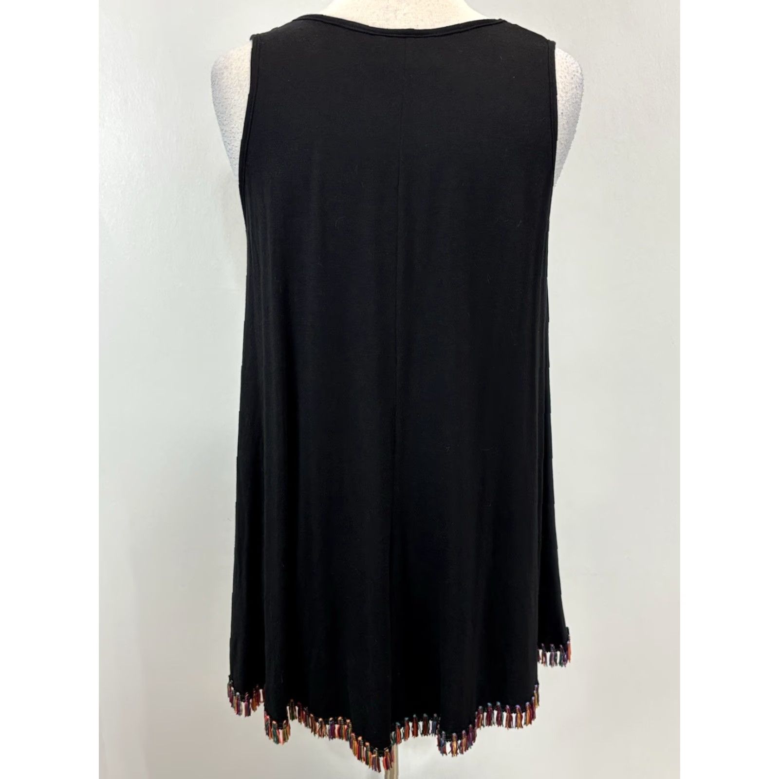 Vintage Judith March Swim Tank Top Shirt Sz Medium Black Tassel Fringe Hem Oversized Size M / US 6-8 / IT 42-44 - 3 Thumbnail