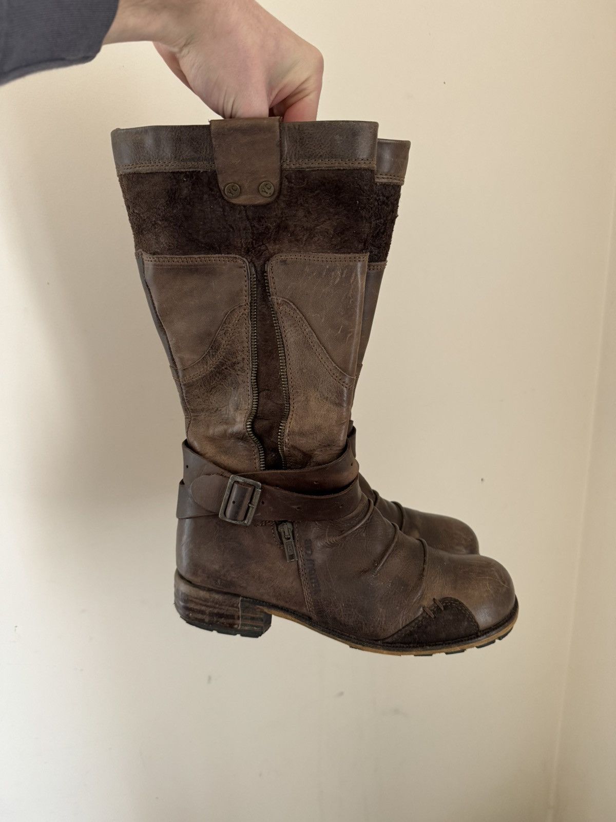 Designer × Vintage Yellow Cab 40size brown leather biker high shoes boots punk Size US 10 / IT 40 - 22 Thumbnail