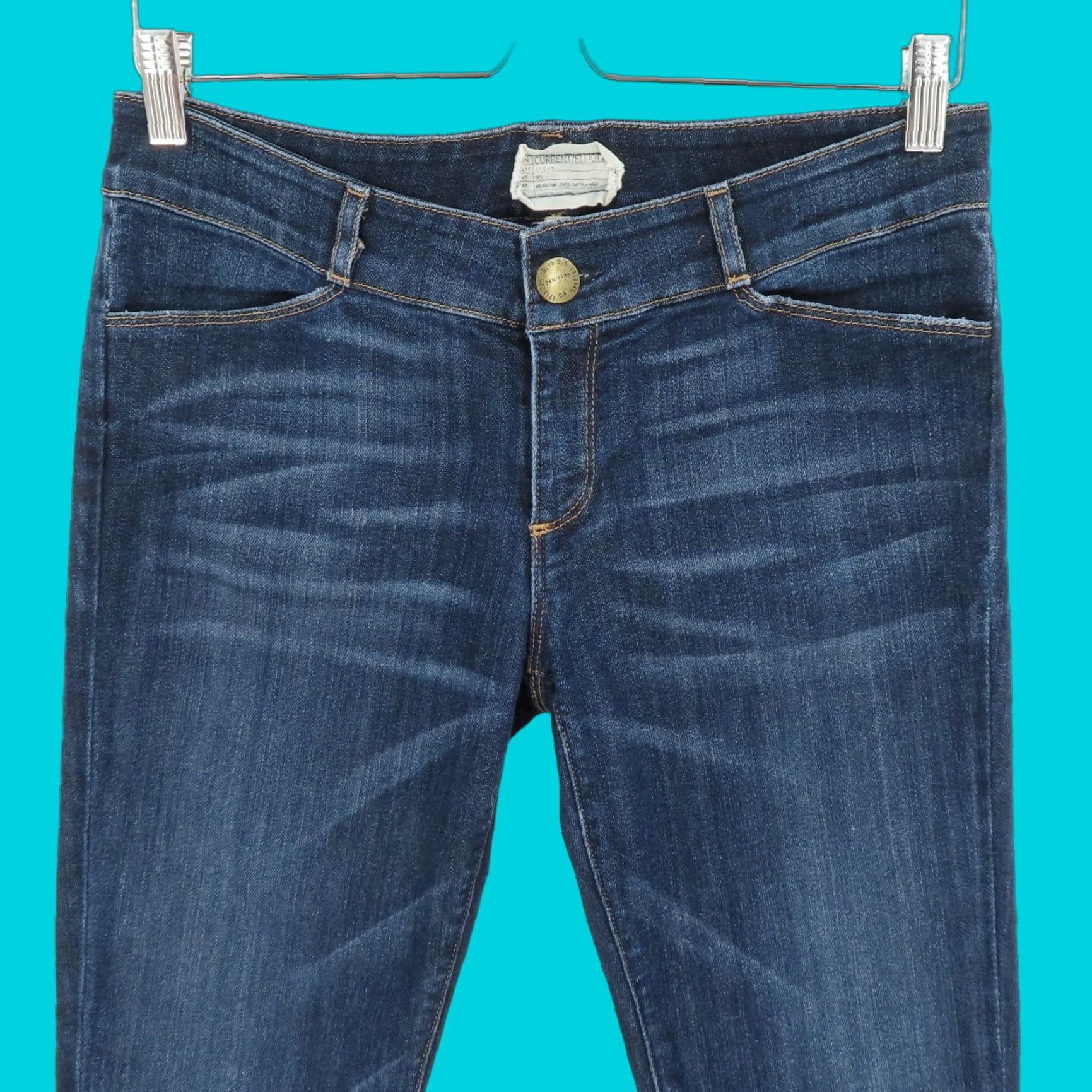 Vintage Current Elliott Womens Cropped Legging Jeans 28 Denim Ankle Zip Dark Wash Bluebird 5-Pocket Style Size 28" / US 6 / IT 42 - 1 Thumbnail