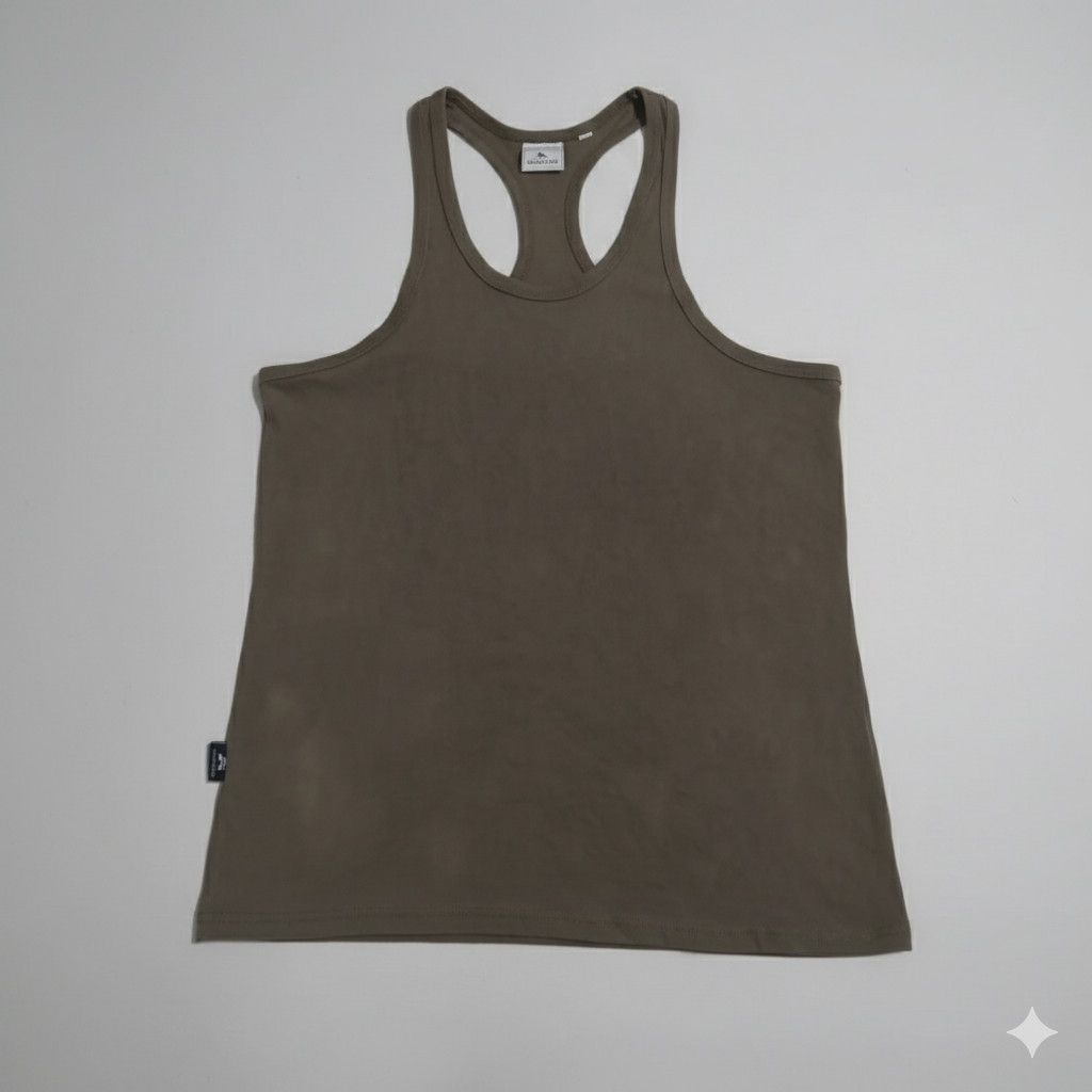 Pre-owned Avirex ​vtg  Olive Green Rib Knit Racerback Tank Top Size L