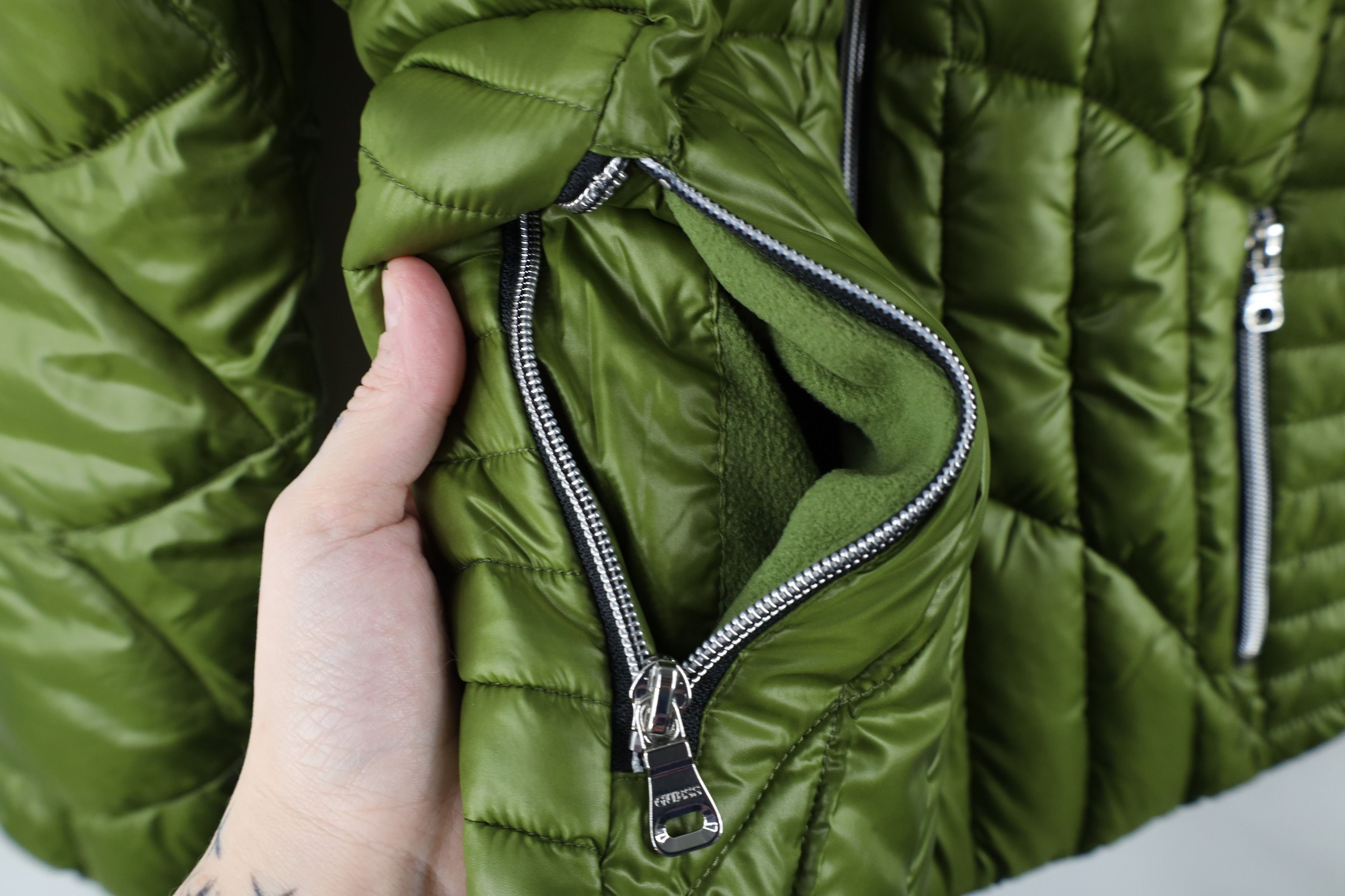Guess × Vintage Vintage 90s Y2K Guess Babydoll Puffer Jacket Moss Green Size M / US 6-8 / IT 42-44 - 7 Thumbnail