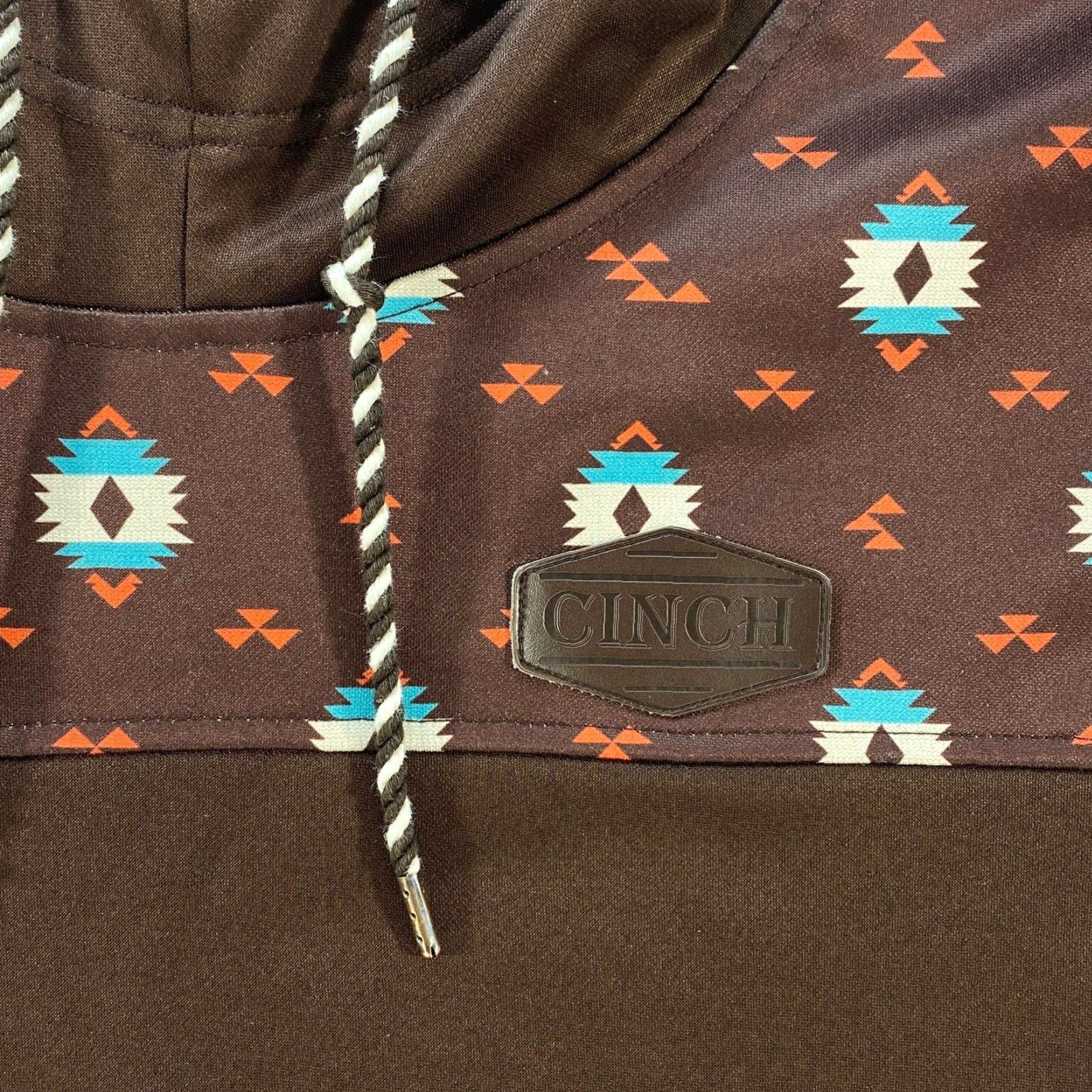 Logo 7 Cinch Womens XL Western Brown Aztec Hoodie Hooded Sweatshirt Pockets Logo Shirt Size XL / US 12-14 / IT 48-50 - 3 Thumbnail