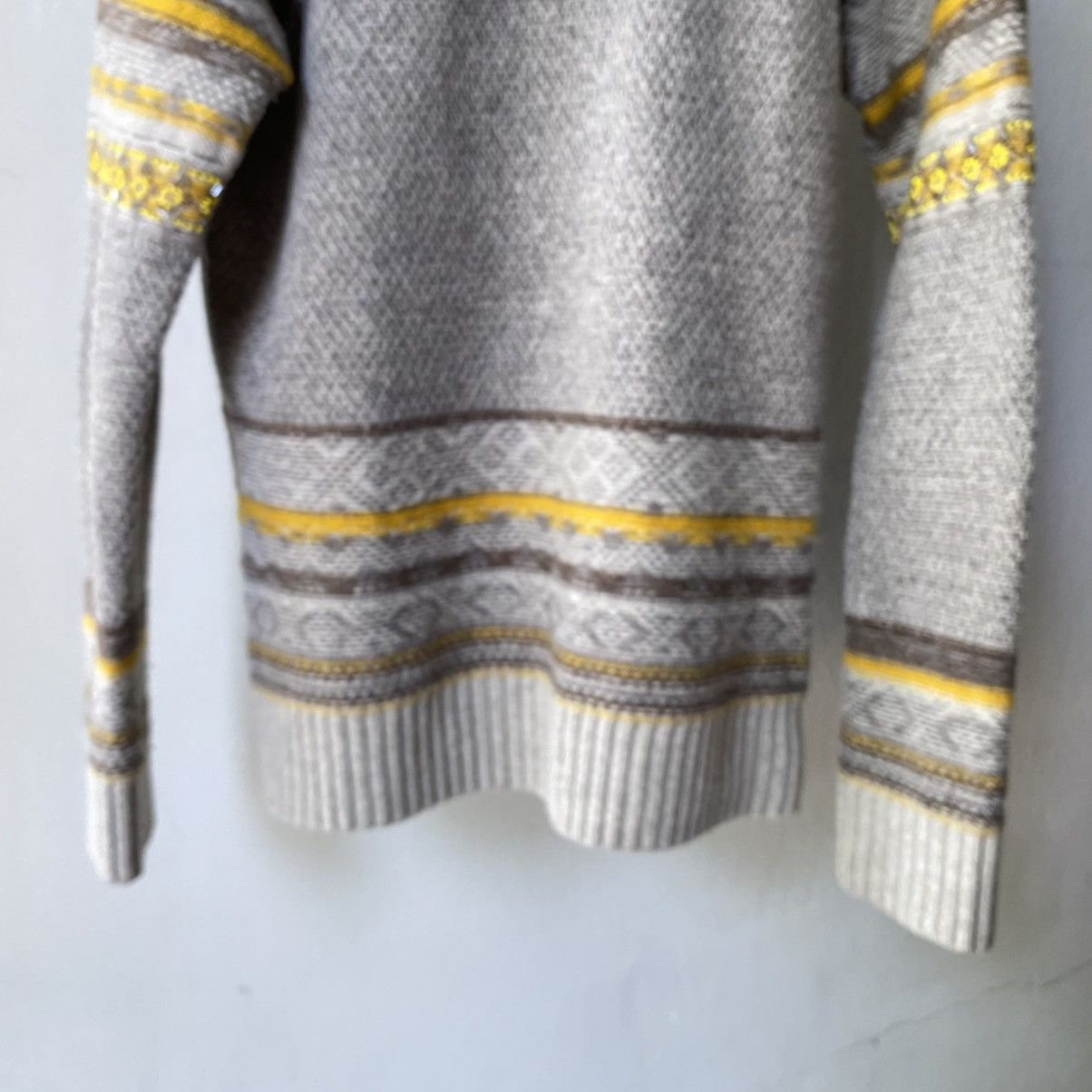 Zucca ZUCCA Gray & Yellow Knit Sweater Size L / US 10 / IT 46 - 5 Thumbnail