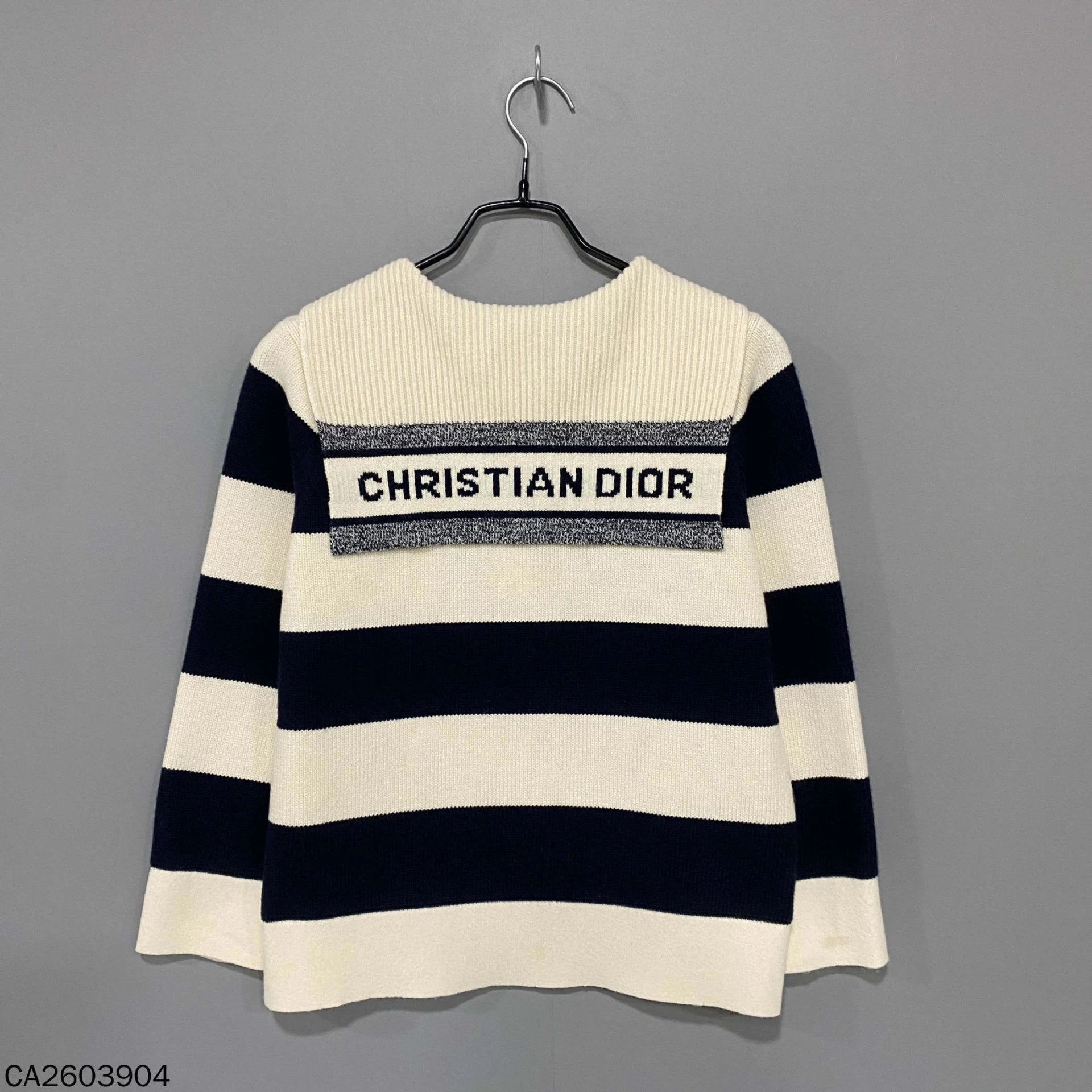 Dior Dior black white stripe navy collar wool sweater Size M / US 6-8 / IT 42-44 - 3 Thumbnail