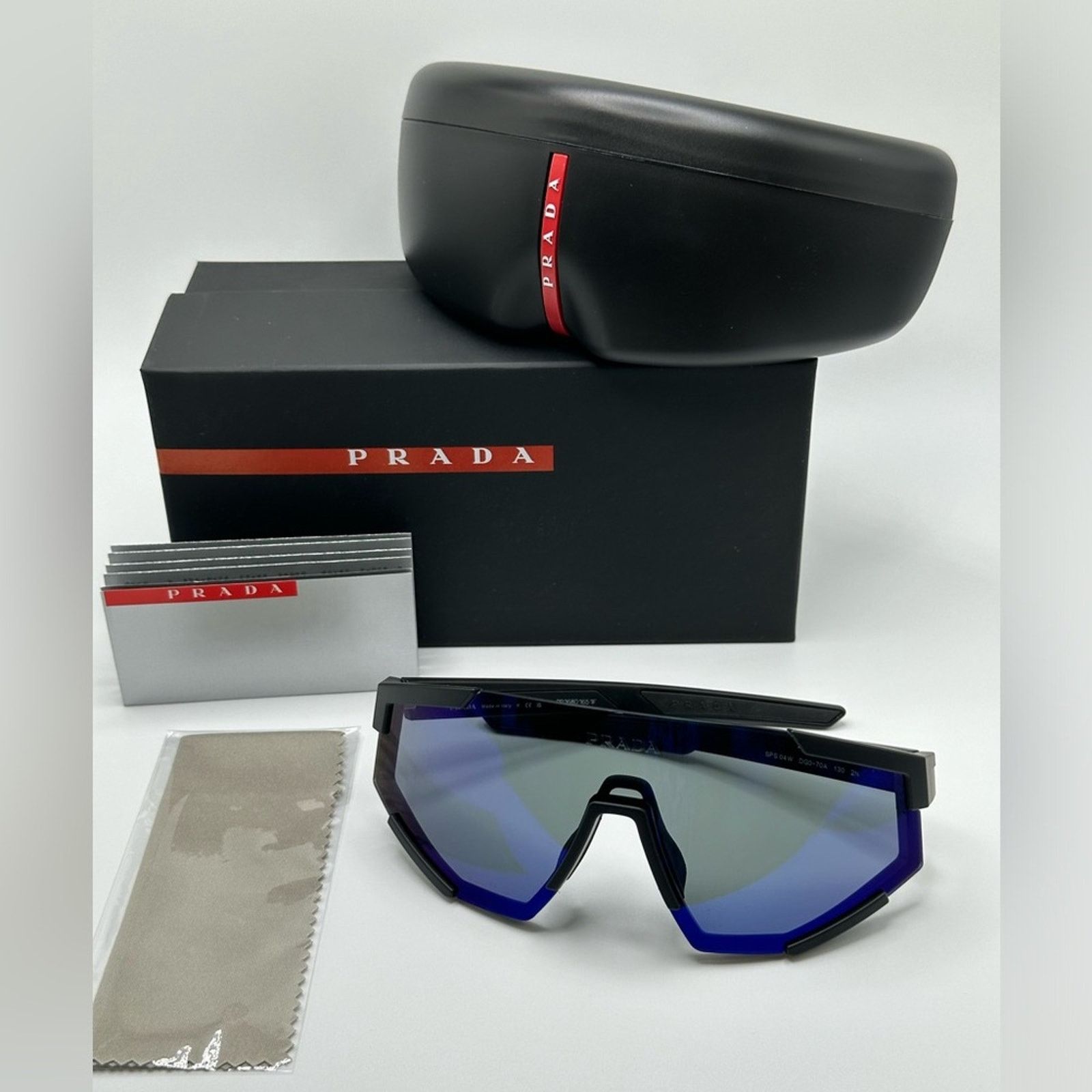 Prada PRADA Linea Rossa PS04WS DG070A Black Rubber/Dark BlueMirror Size ONE SIZE - 10 Thumbnail