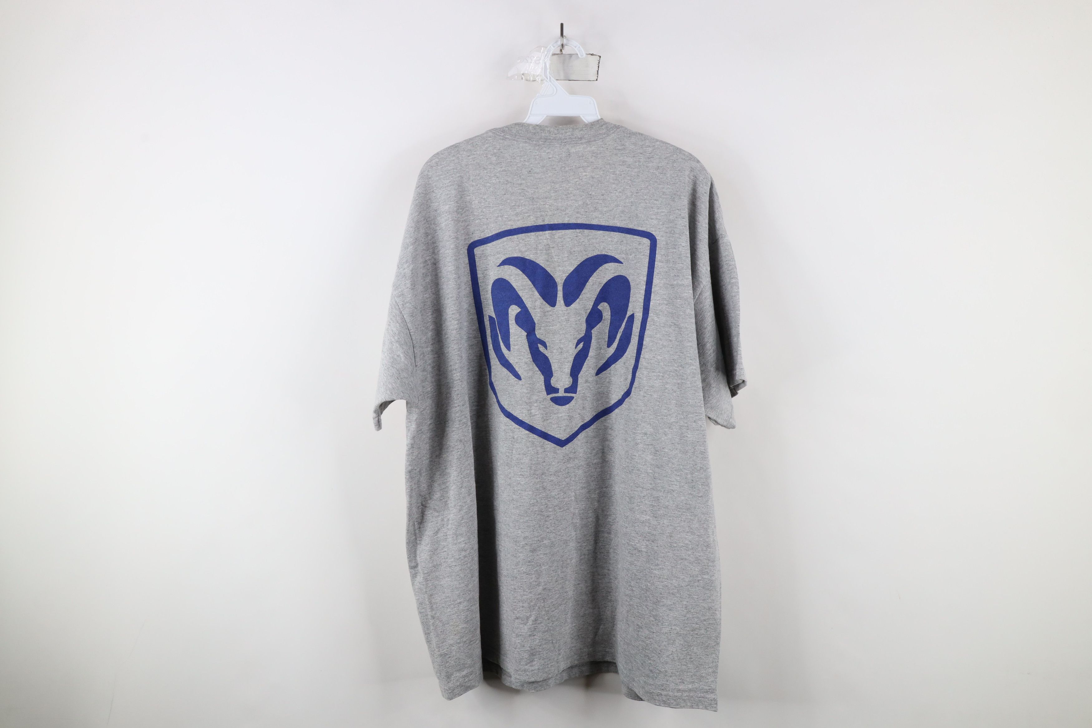 Vintage Vintage 90s Charlies Dodge Ram Big Logo T-Shirt Heather Gray Size US XXL / EU 58 / 5 - 11 Thumbnail