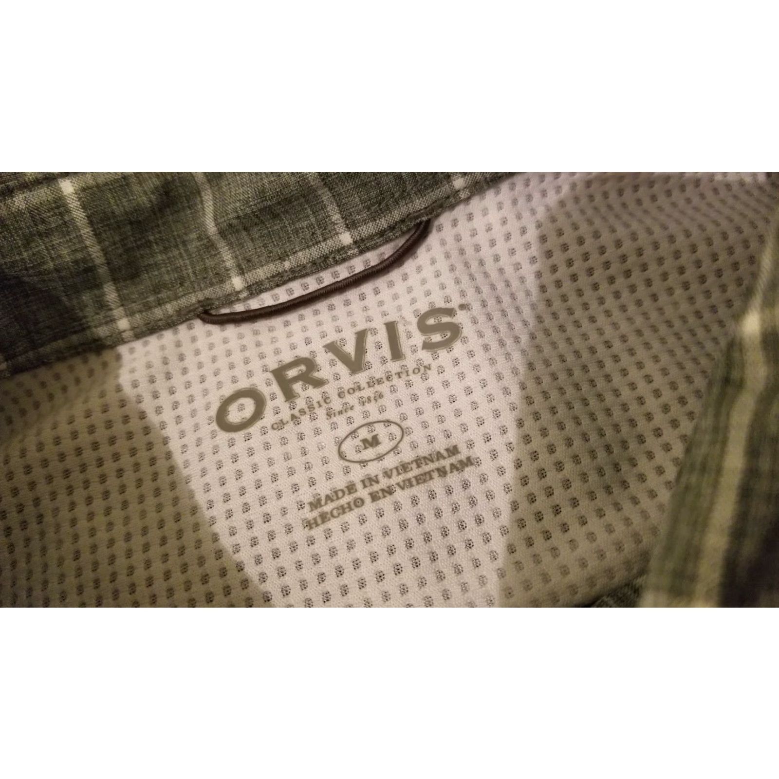Orvis Orvis Mens Dress Shirt M Medium Gray Button Cotton Short Sleeve Size 40R - 4 Thumbnail