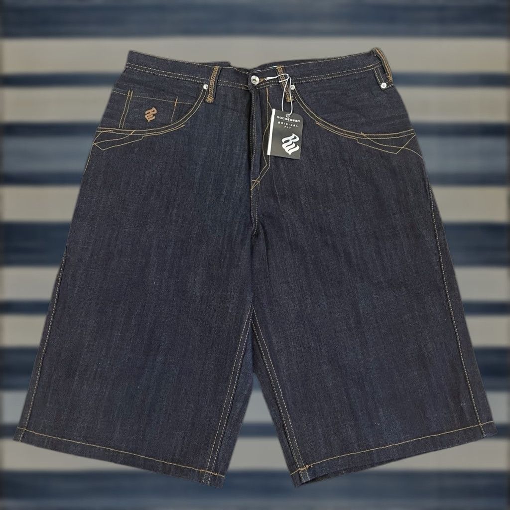 VINTAGE Rocawear Bermuda Shorts Sz 36 NWTs Dark Denim 90s Hip Hop Unisex Adults