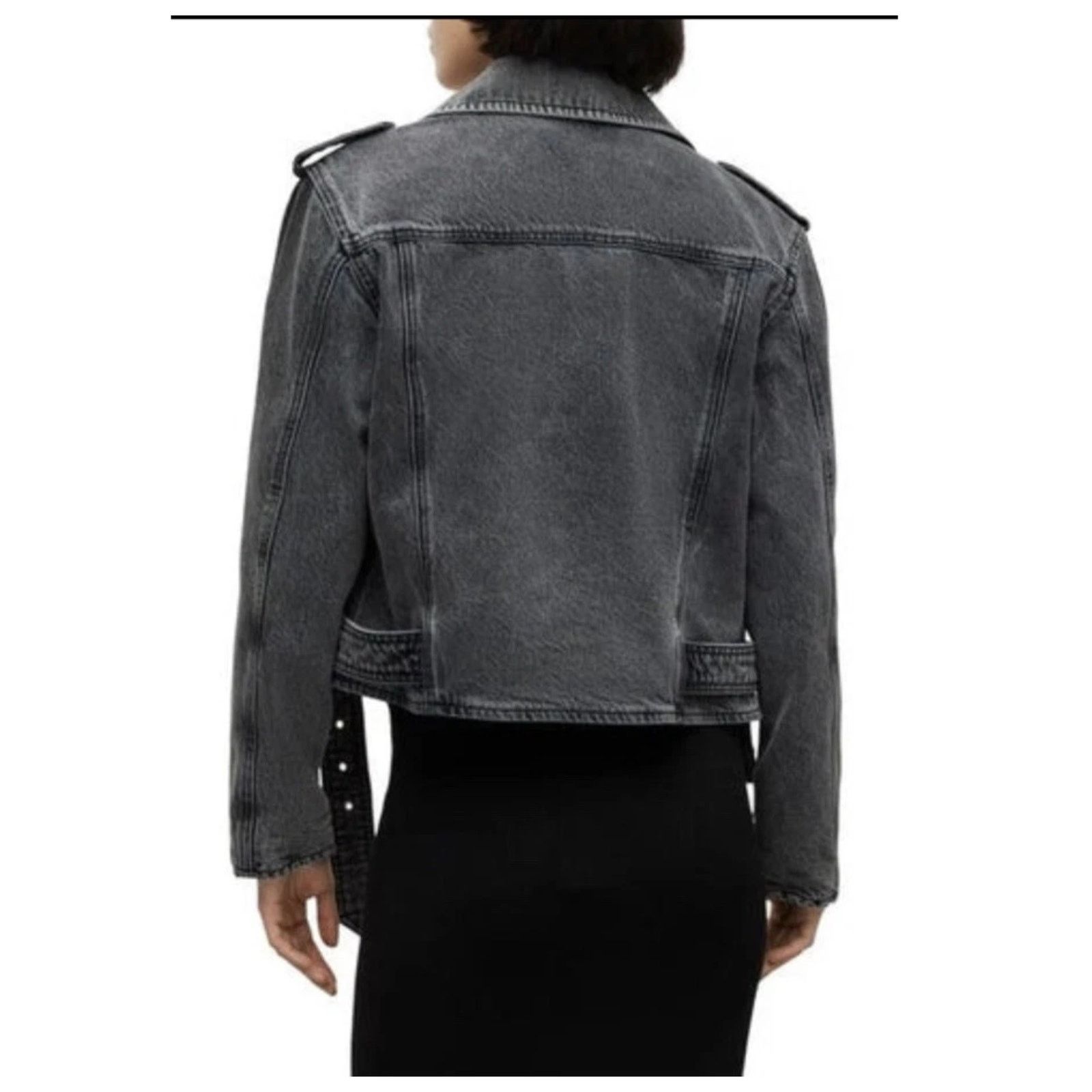 Allsaints AllSaints Balfern Denim Biker Jacket Size US/2 Size XS / US 0-2 / IT 36-38 - 3 Thumbnail