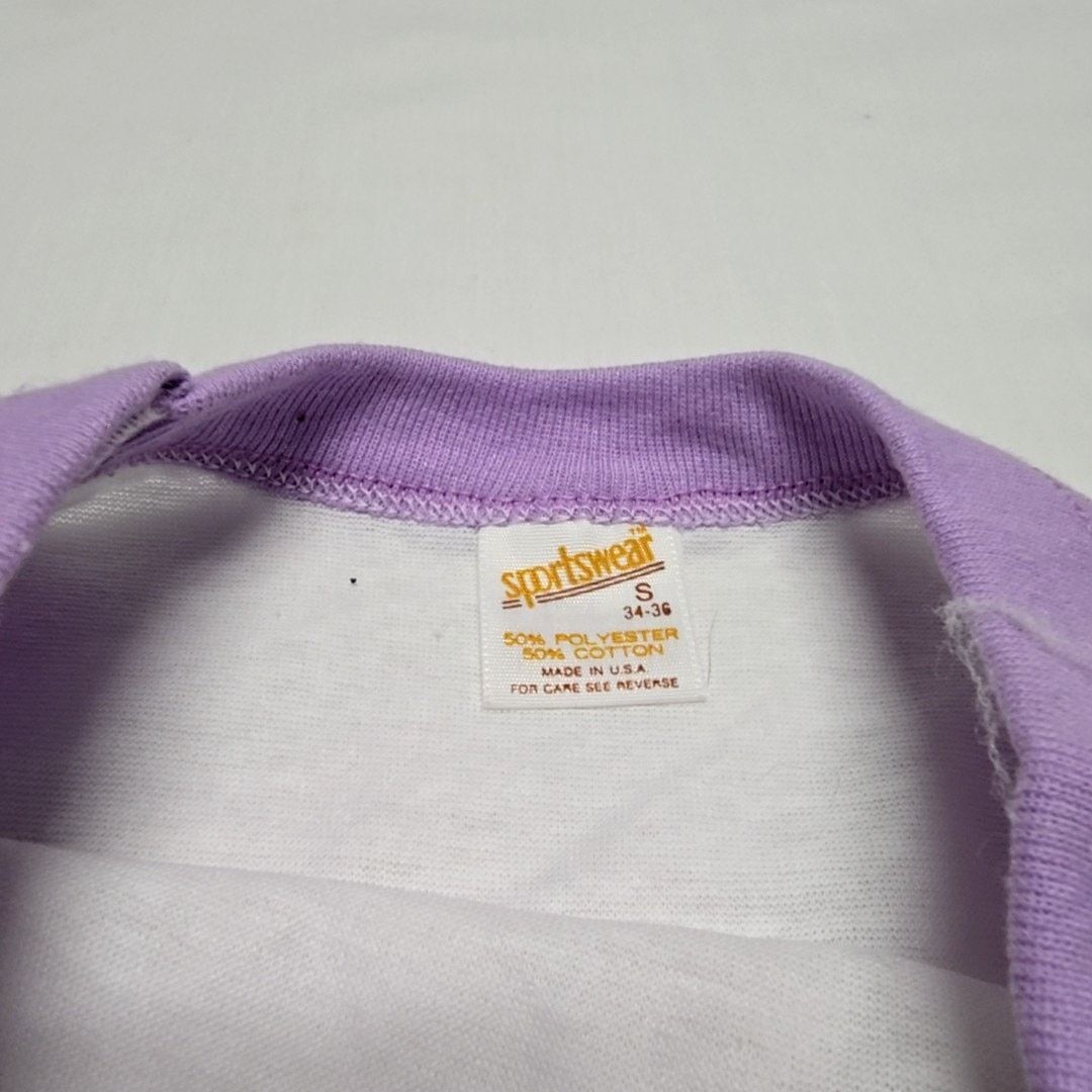 Vintage 80s Vintage Purple White Cropped Tee Sportswea USA Made S Size S / US 4 / IT 40 - 2 Thumbnail