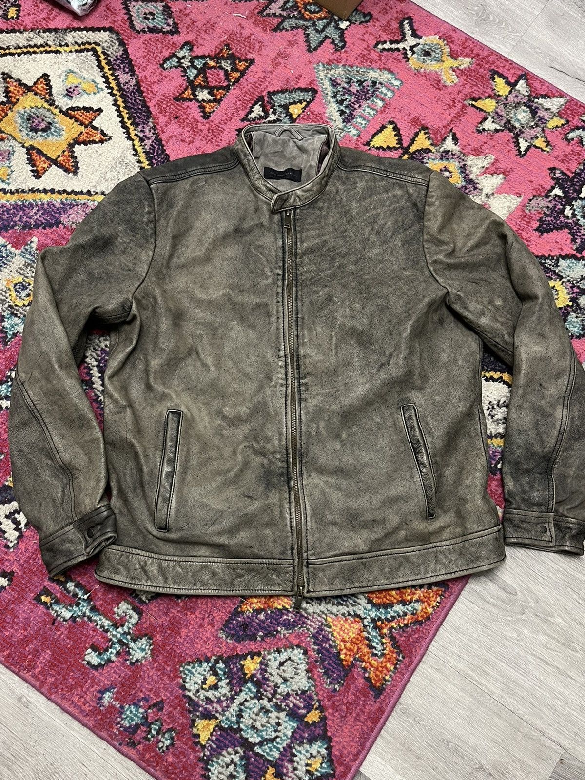 John Varvatos Dustin Distressed Leather Racer Jacket. XL Size US XL / EU 56 / 4 - 15 Thumbnail