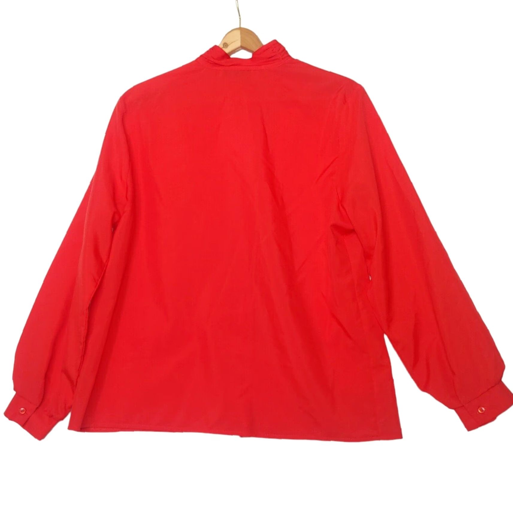 Vintage VINTAGE Jessica Michelle Blouse Large Button Down Long Sleeve High Neck Red Size L / US 10 / IT 46 - 3 Thumbnail