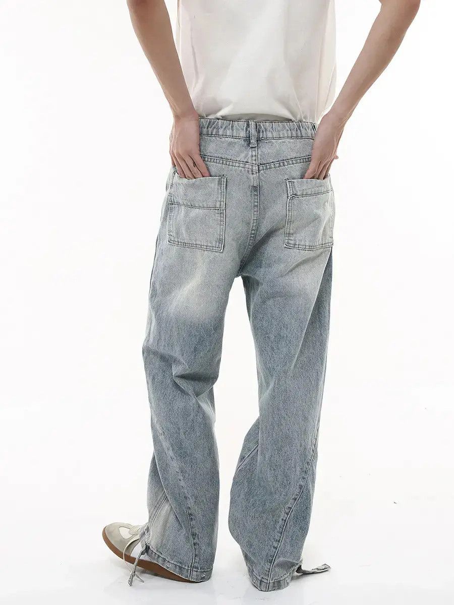 Japanese Brand Retro washed loose straight leg jeans Size US 32 / EU 48 - 2 Thumbnail