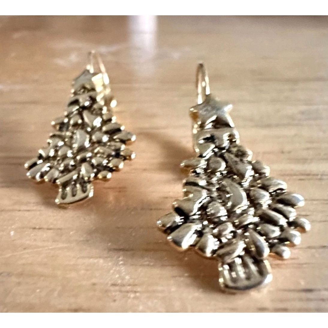 Handmade Vintage Christmas Tree Earrings Star Topper Gold Tone Eurowi Size ONE SIZE - 4 Thumbnail