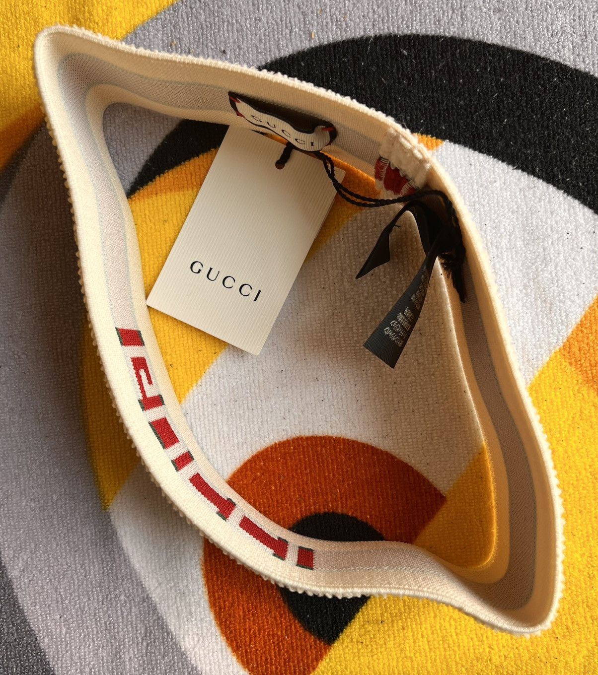 Gucci Gucci Web Stripe Headband Ivory Green Red hat cap logo Size ONE SIZE - 5 Thumbnail
