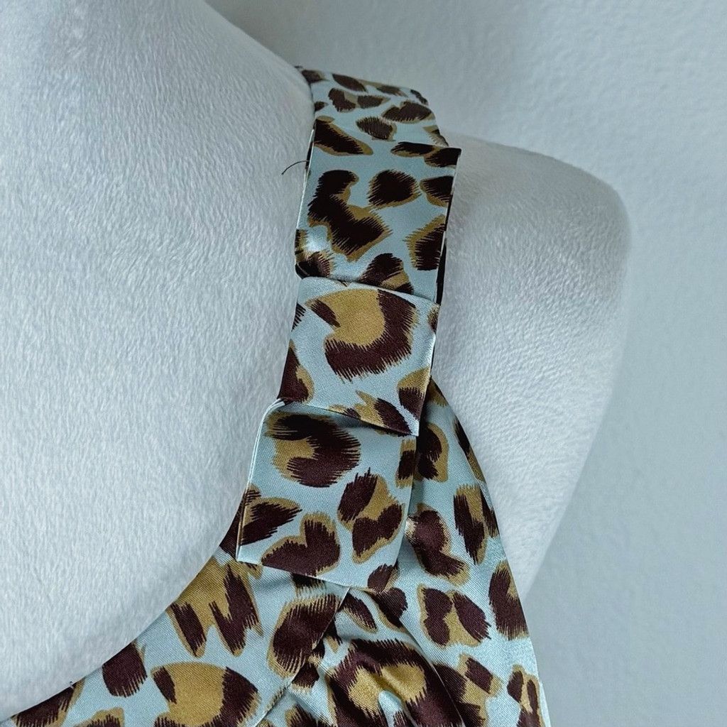 Bcbgmaxazria BCBGMAXAZRIA Women's Slip Dress Aqua Blue Leopard Print L/XL Size L / US 10 / IT 46 - 2 Thumbnail