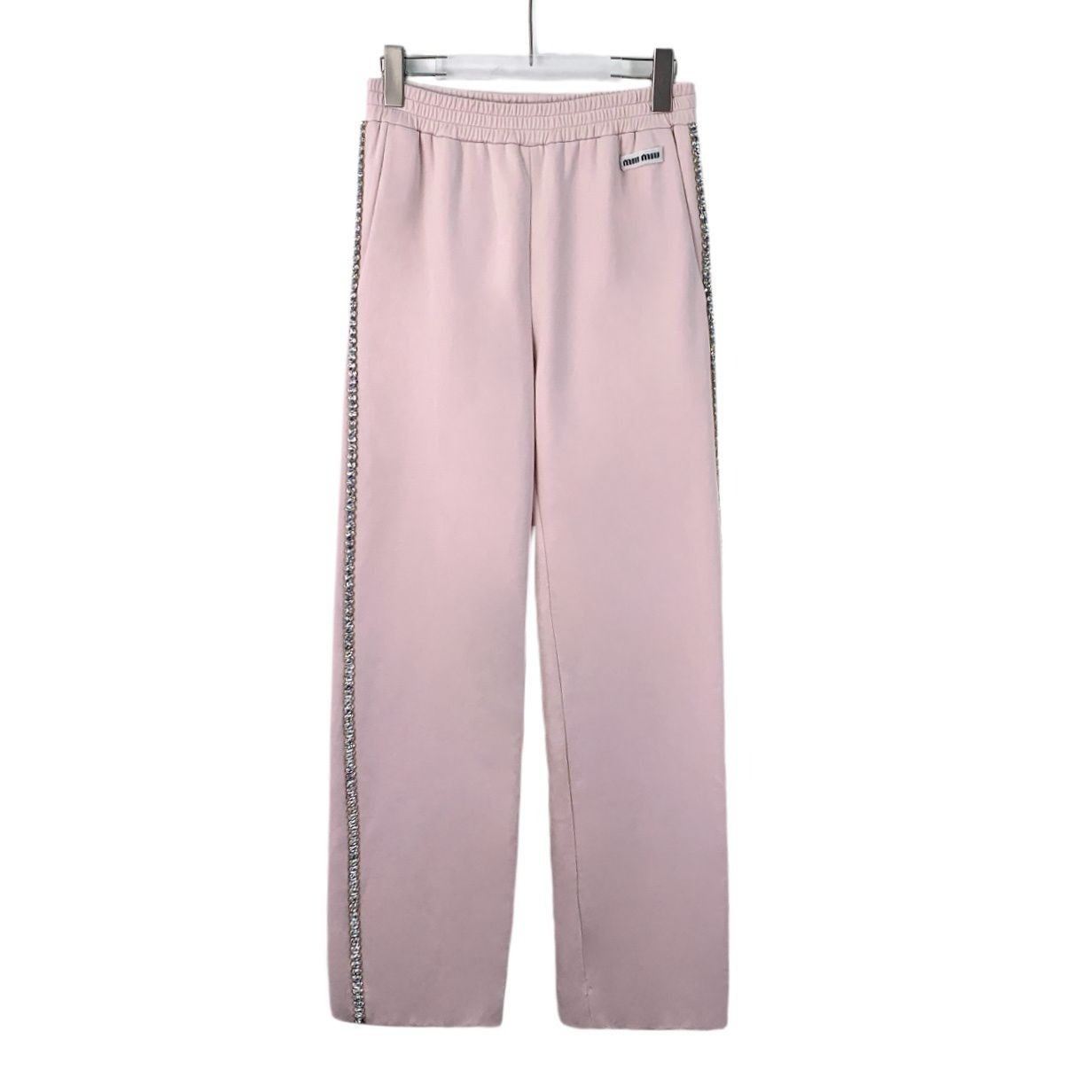 Miu Miu Miu Miu Pink Diamond-Encrusted Straight Sweatpants 36 XS Mad Size 26" / US 2 / IT 38 - 1 Thumbnail