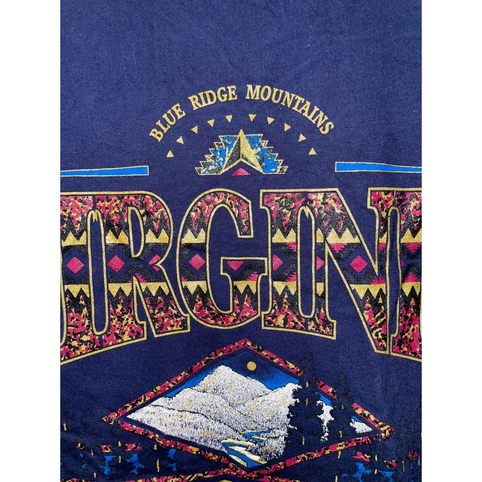 Jerzees Vintage Virginia Shirt Blue Ridge Mountains Tee VTG 90s M Size US M / EU 48-50 / 2 - 3 Thumbnail
