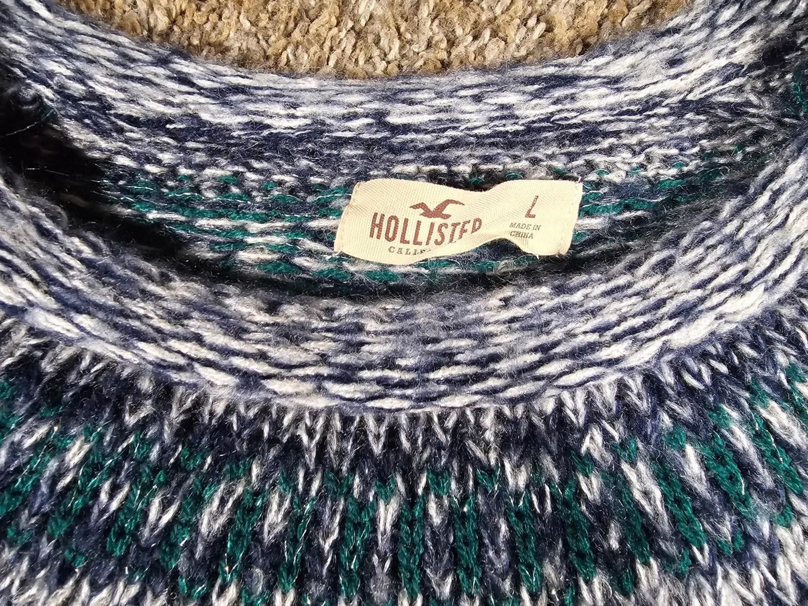 Hollister Hollister L Blue Cable Knit Sweater Size L / US 10 / IT 46 - 2 Thumbnail