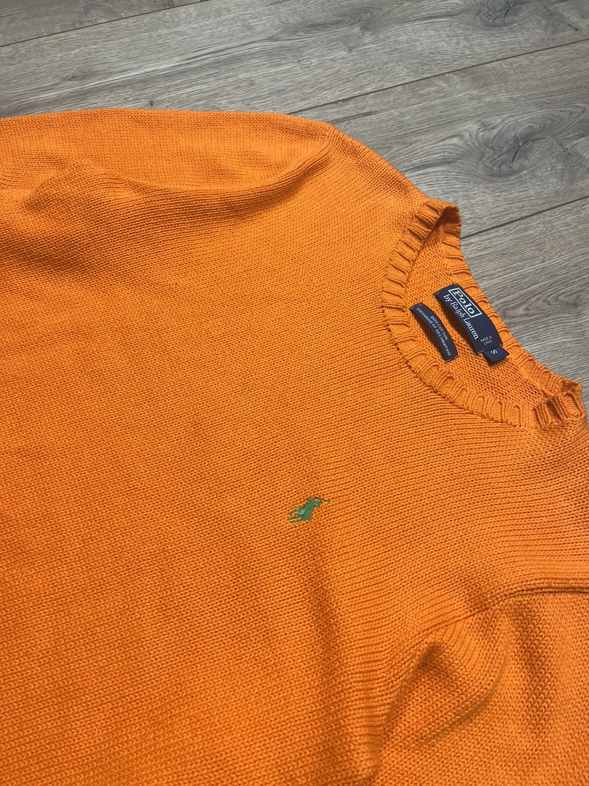 Polo Ralph Lauren × Vintage Vintage 90s Cotton Plain Orange Ralph Lauren Knitted sweater Size US S / EU 44-46 / 1 - 2 Thumbnail