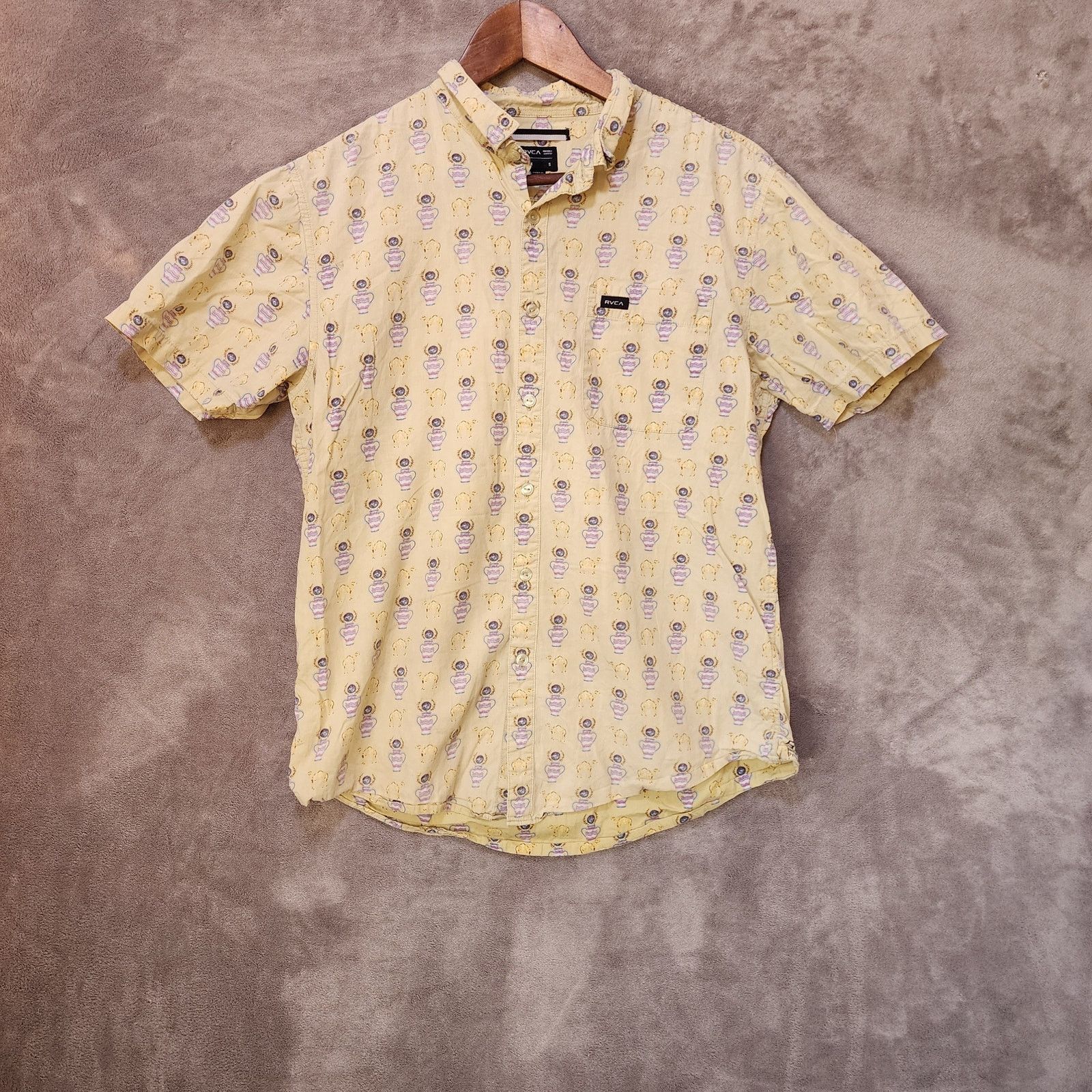 RVCA RVCA Slim Men's S Yellow Shirt | Artist Network Program Size US S / EU 44-46 / 1 - 2 Thumbnail
