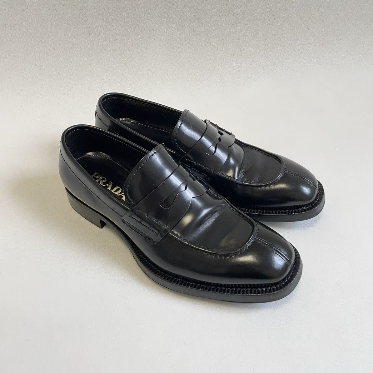 Prada Black Leather ‘Almond Toe’ Loafers Size US 9.5 / EU 42-43 - 2 Thumbnail