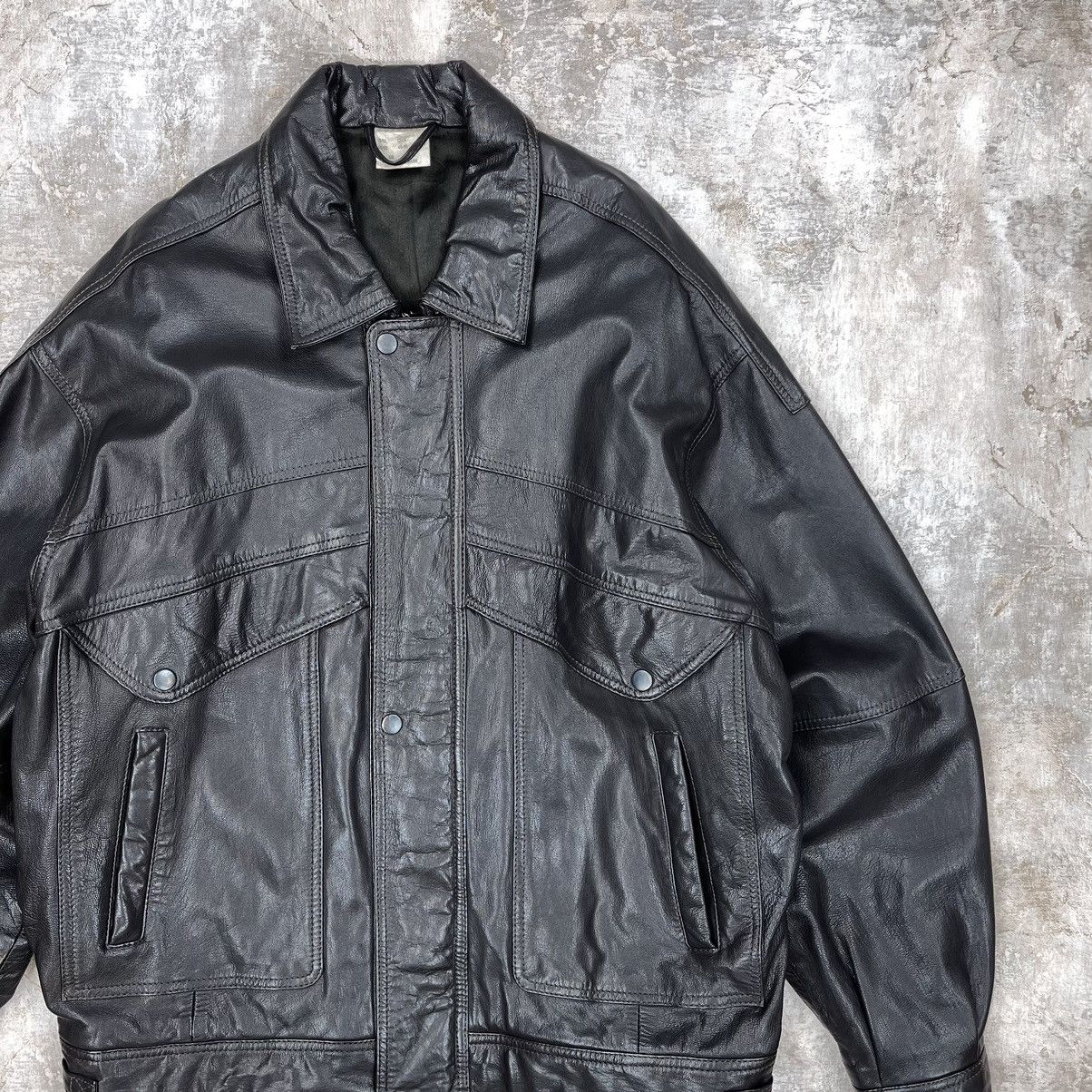 Leather VINTAGE 90S GENUINE LEATHER JACKET BOMBER Size US M / EU 48-50 / 2 - 3 Thumbnail