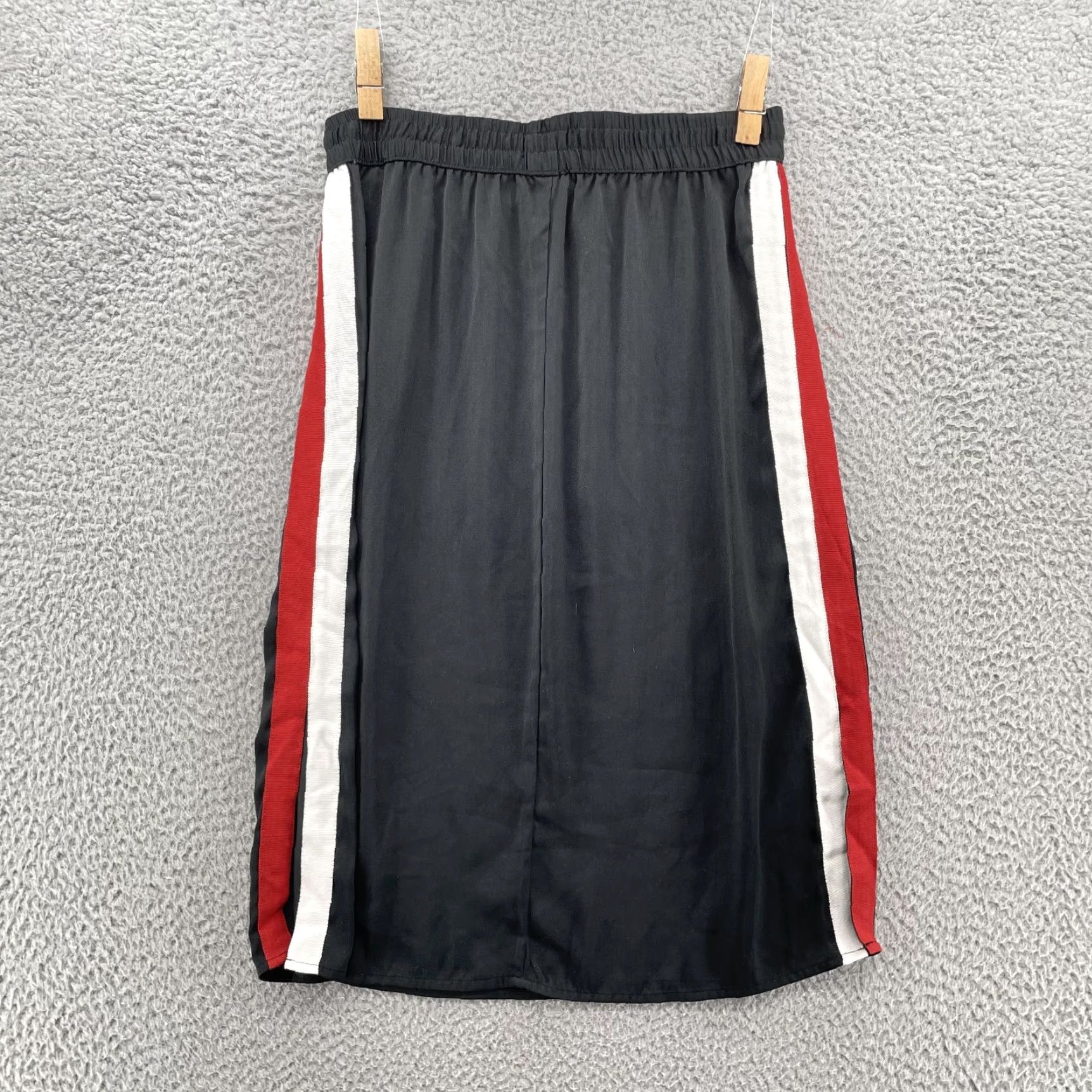 Vintage WHO WHAT WEAR Skirt Womens XS Black Red Sporty Athleisure Maximalist Streetwear Midi Slit Elastic Waist 90s Casual Womens Size 26" / US 2 / IT 38 - 6 Thumbnail