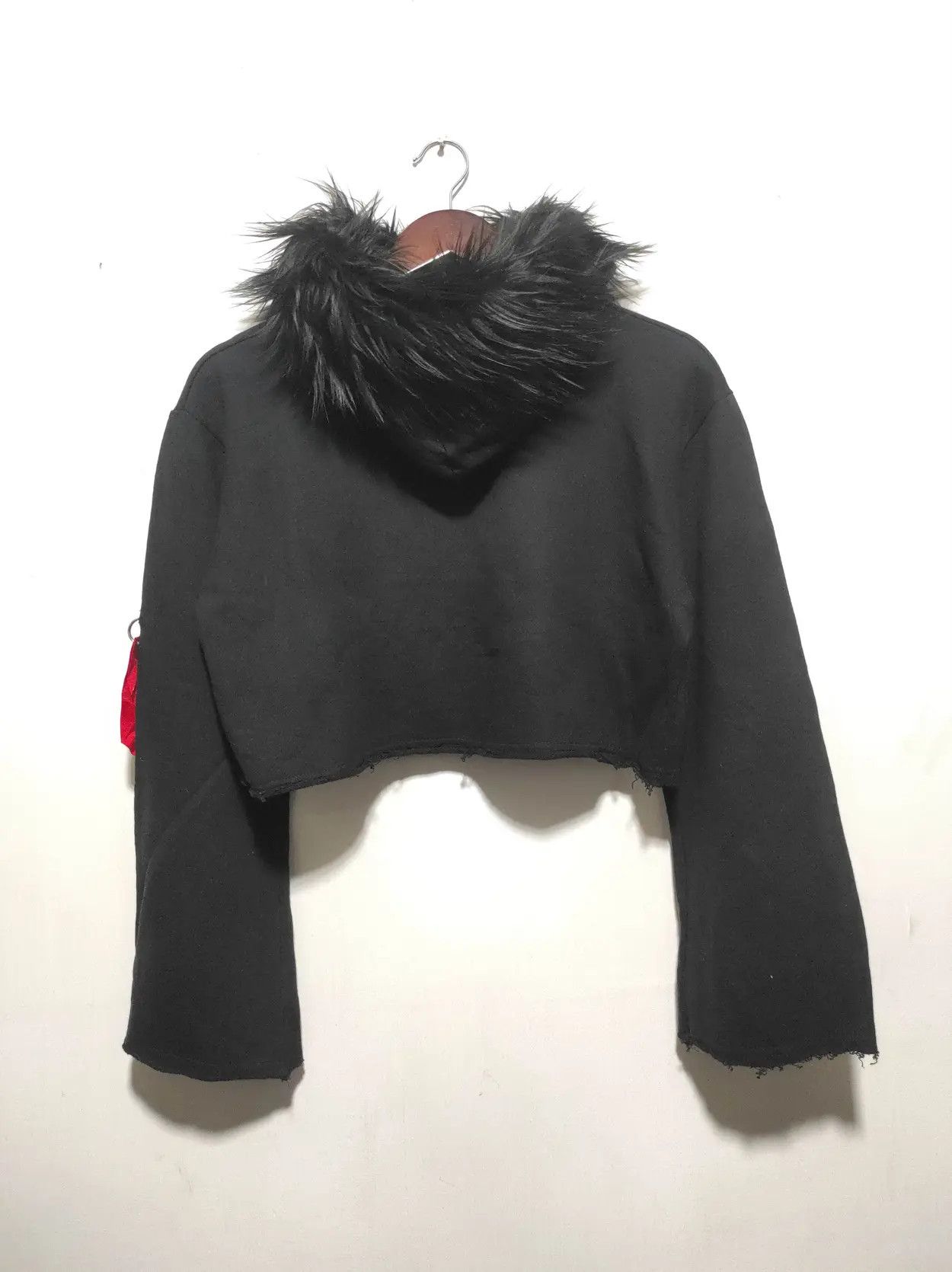 Japanese Brand Peace Crop Black Fur Hoodie Parka IfSixWasNine LGB style Size M / US 6-8 / IT 42-44 - 16 Thumbnail