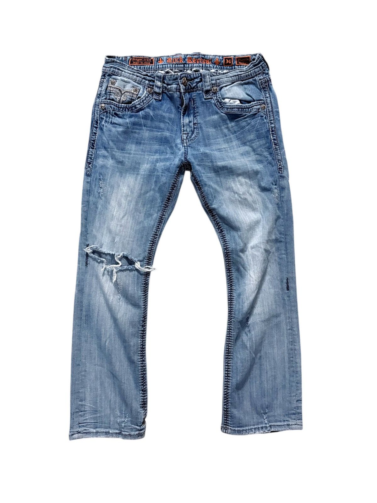 Rock Revival 90’s Rock Revival Vintage Distressed Faded Jeans Opium Size US 34 / EU 50 - 2 Thumbnail