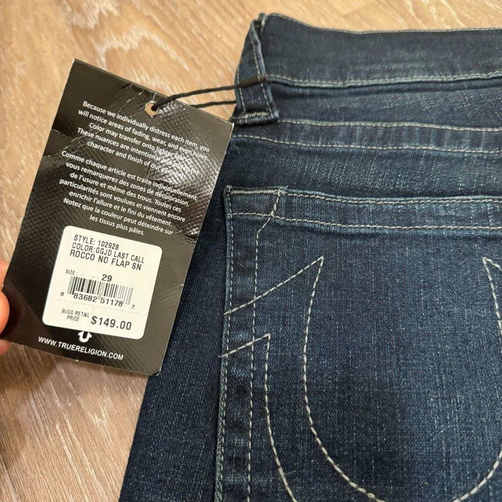True Religion True Religion Rocco Relaxed Skinny Jeans Embroidered Women 2 Size 29" - 7 Thumbnail