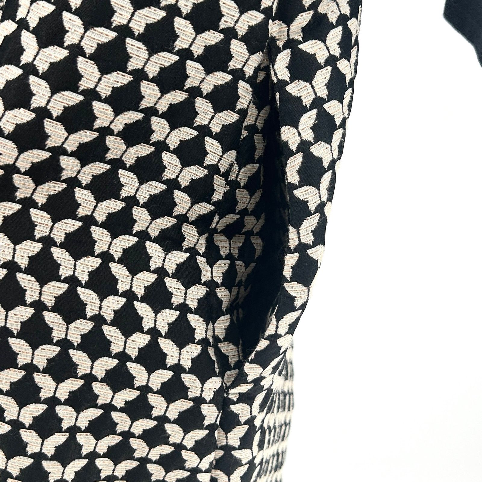 Max Mara Weekend Max Mara Black Cream Butterfly Jacquard Shift Dress Size XL / US 12-14 / IT 48-50 - 4 Thumbnail