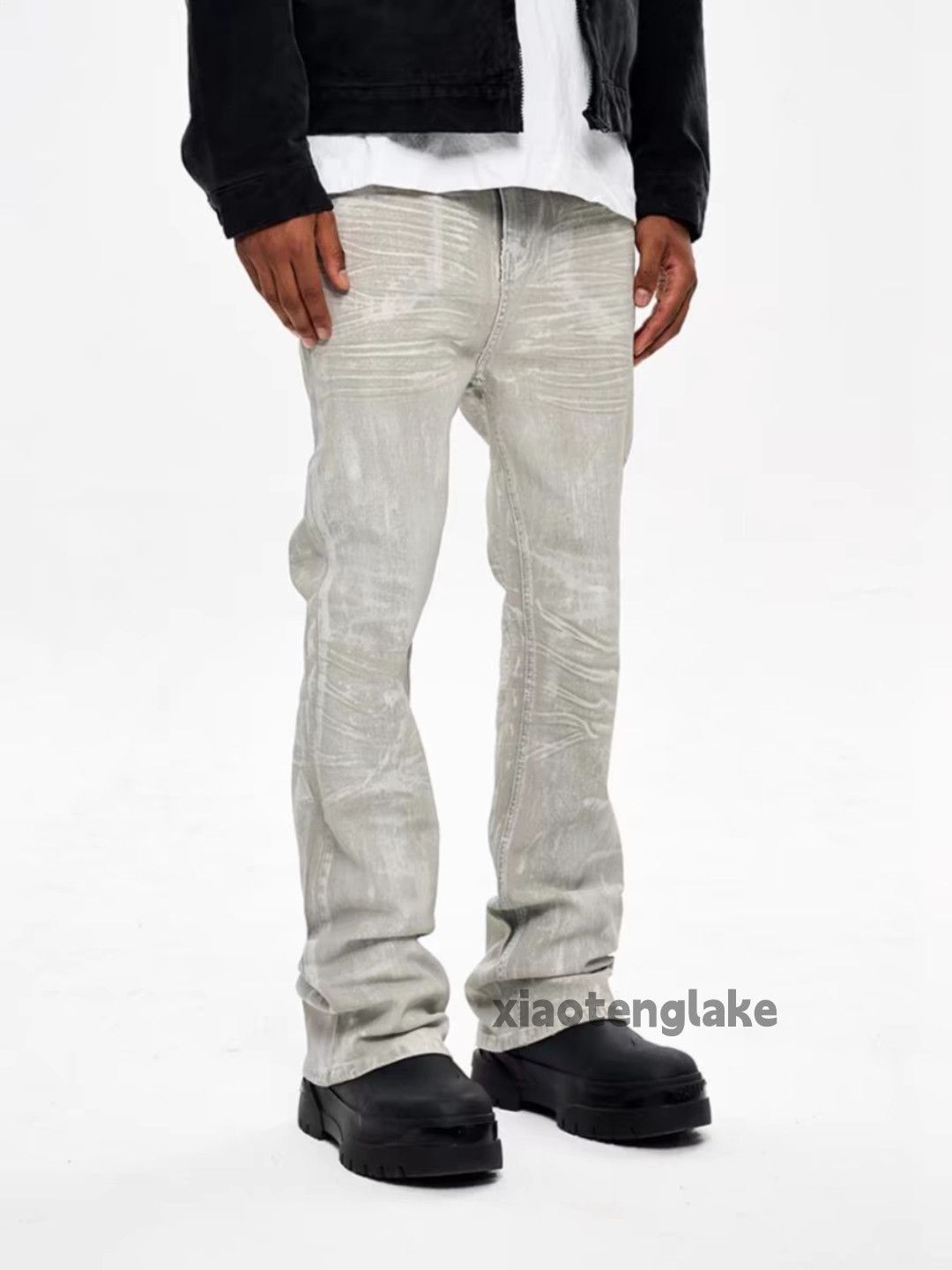 Jean × Vintage washed faded utility punk grunge stain paint flared jeans Size US 34 / EU 50 - 6 Thumbnail