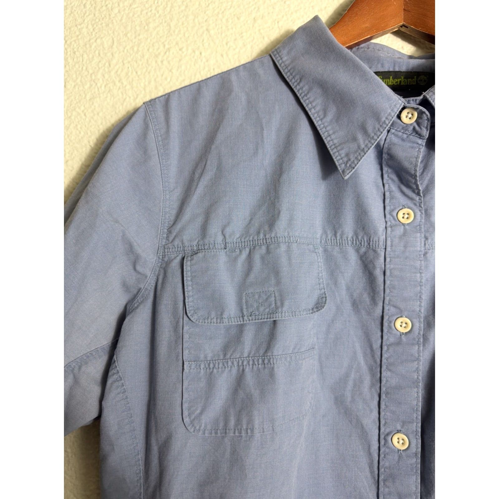 Timberland Timberland Womens 2XL Short Sleeve Button-Up Hiking Shirt Blue Cotton Sorona Poly Size XXL / US 16-18 / IT 52-54 - 3 Thumbnail