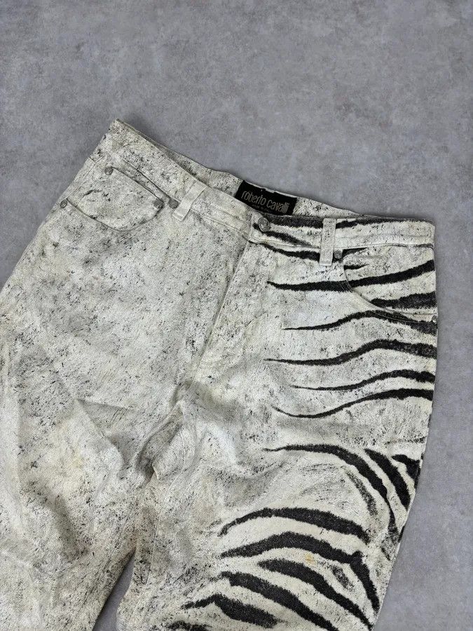 Roberto Cavalli 2000s Roberto Cavalli Creamy White Savage Zebra Pants Size US 31 - 5 Thumbnail