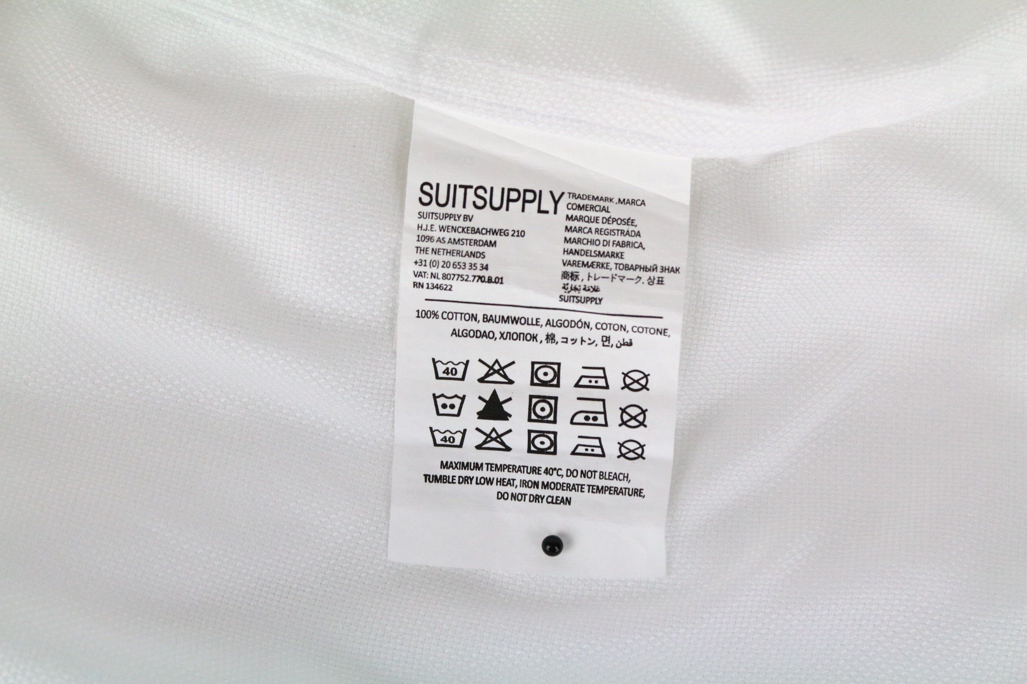 Suitsupply TRAVELLER 37/14 1/2 Slim White Cotton Twill 72676 Size 38R - 6 Thumbnail