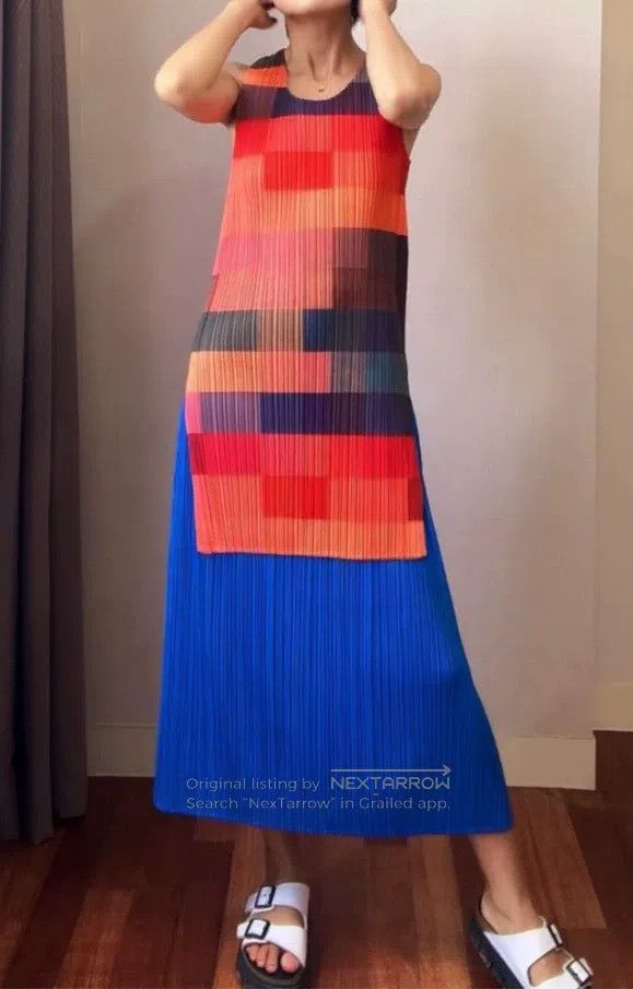 Issey Miyake Issey Miyake Color Block Camisole Dress Size L / US 10 / IT 46 - 2 Thumbnail