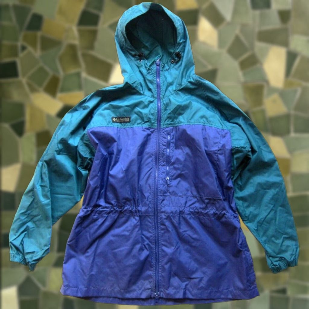 Vintage VINTAGE Columbia Hooded Parka Waterproof Nylon Rain Jacket Women Large Blue/Green Nylon Softshell Jacket Long Coat Size L / US 10 / IT 46 - 1 Thumbnail