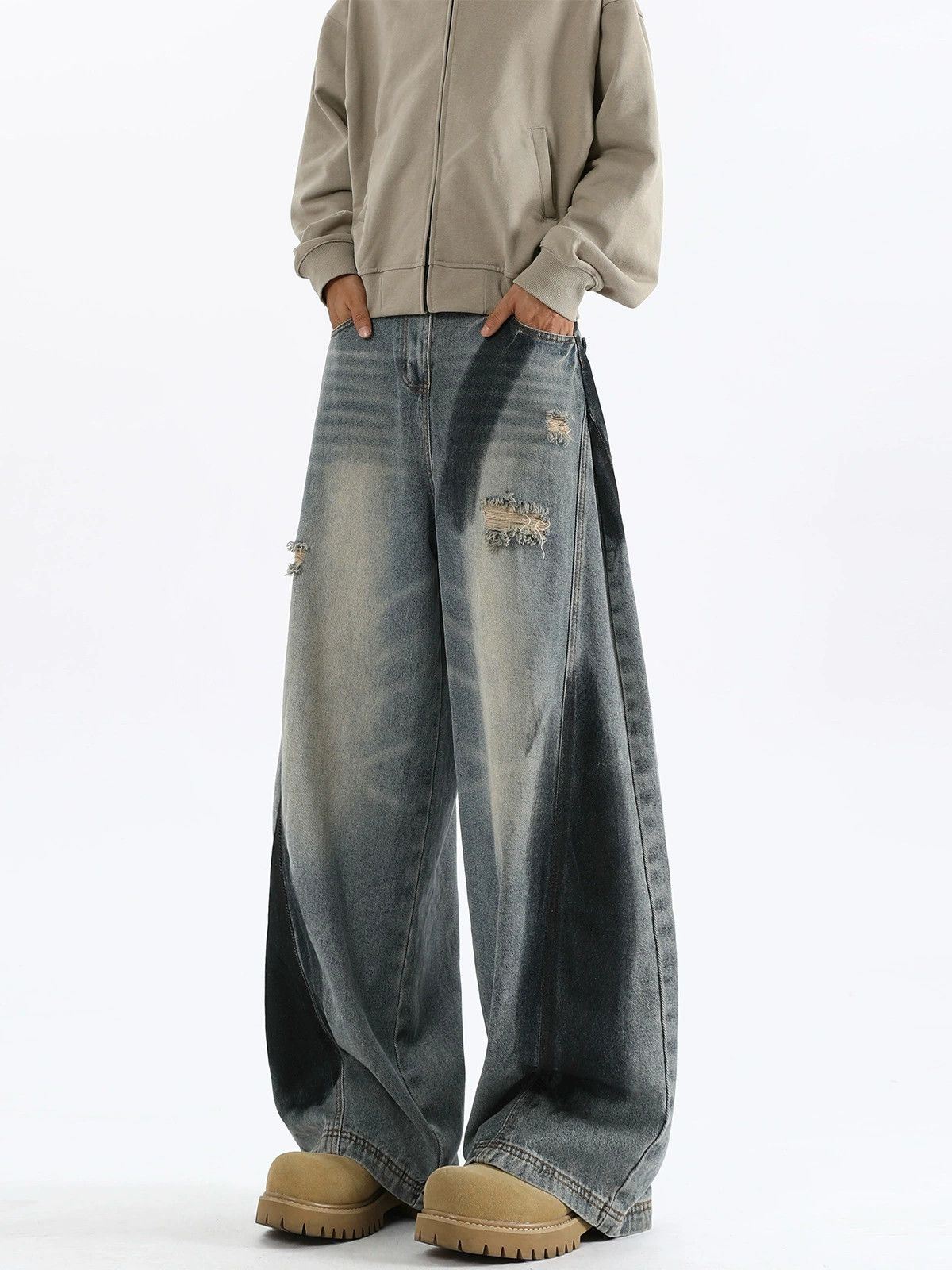 Jean American ink-splashed loose retro ripped scimitar jeans Size US 32 / EU 48 - 2 Thumbnail