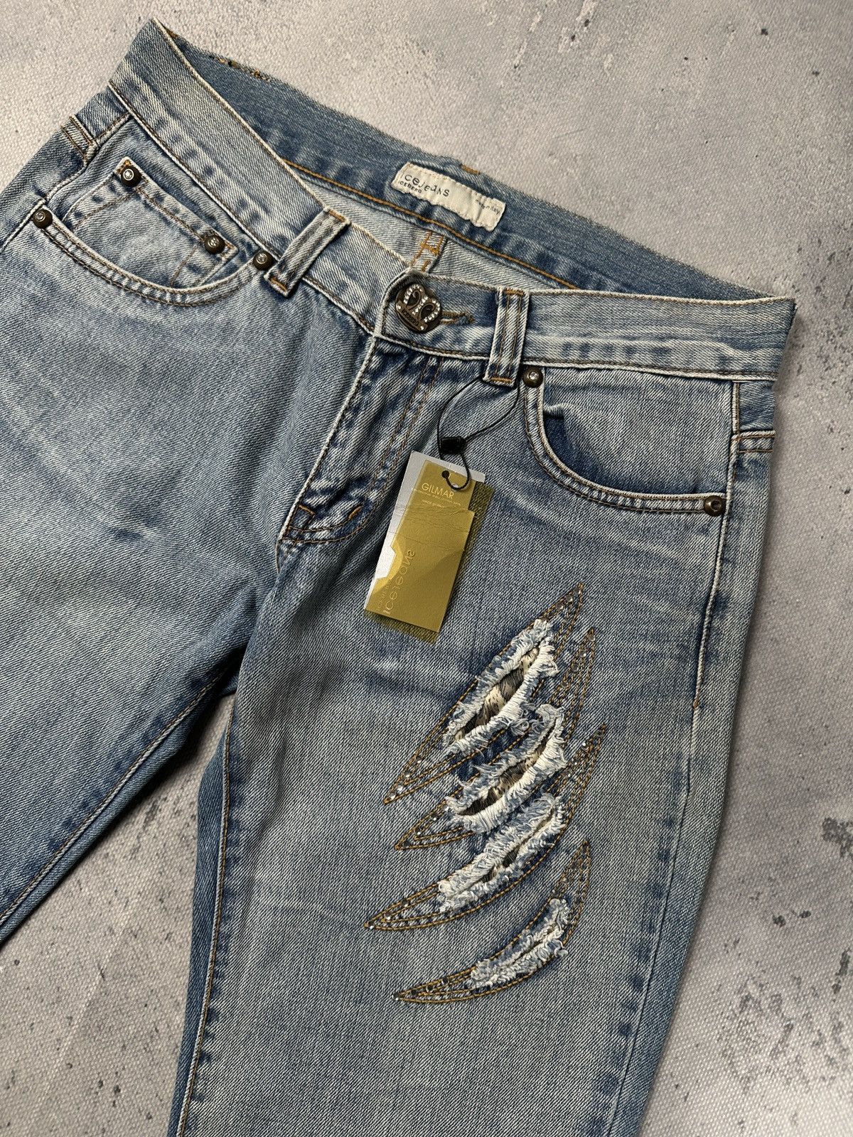 Iceberg Iceberg Distressed Rhinestone Y2K Archive Denim Jeans Italy Size 31" - 10 Thumbnail