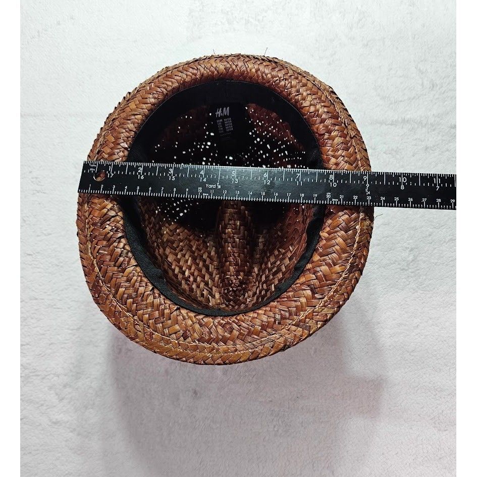 H&M H&M Mens Straw Fedora Hat Brown Woven Sun Hat Black Band Size ONE SIZE - 9 Thumbnail