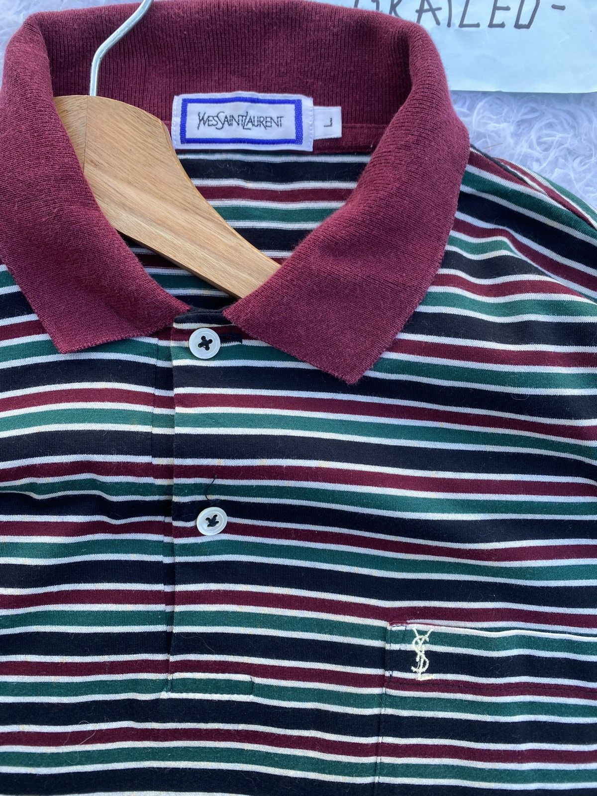 Yves Saint Laurent Rare Vintage Yves Saint Laurent YSL Striped Collar Shirt Size US M / EU 48-50 / 2 - 10 Thumbnail